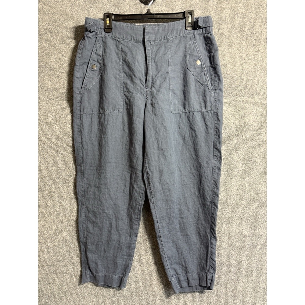 Athleta Retreat Linen‎ Wide Leg Pant Women's Regular Size 14 Blue  Q3